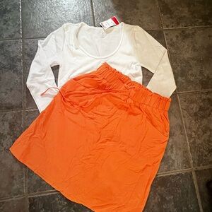 SHEIN size M-cotton skirt with pockets/never worn and new white shirt.(s).